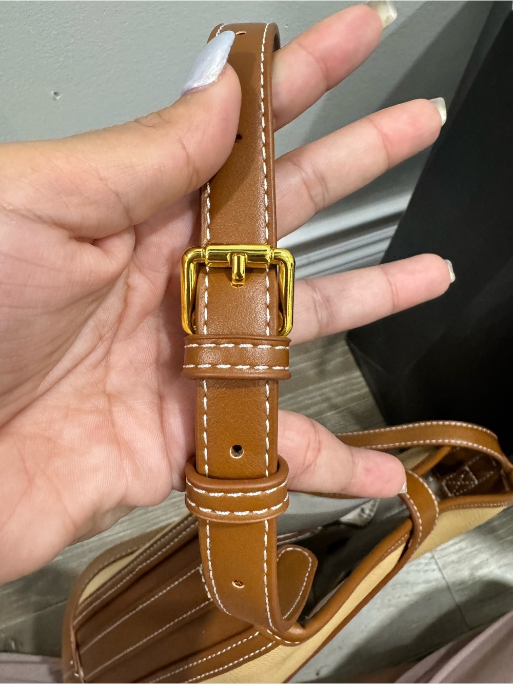 Mystique Boutique Two-Tone Beige & Brown Crossbody Bag - Picture 6 of 10